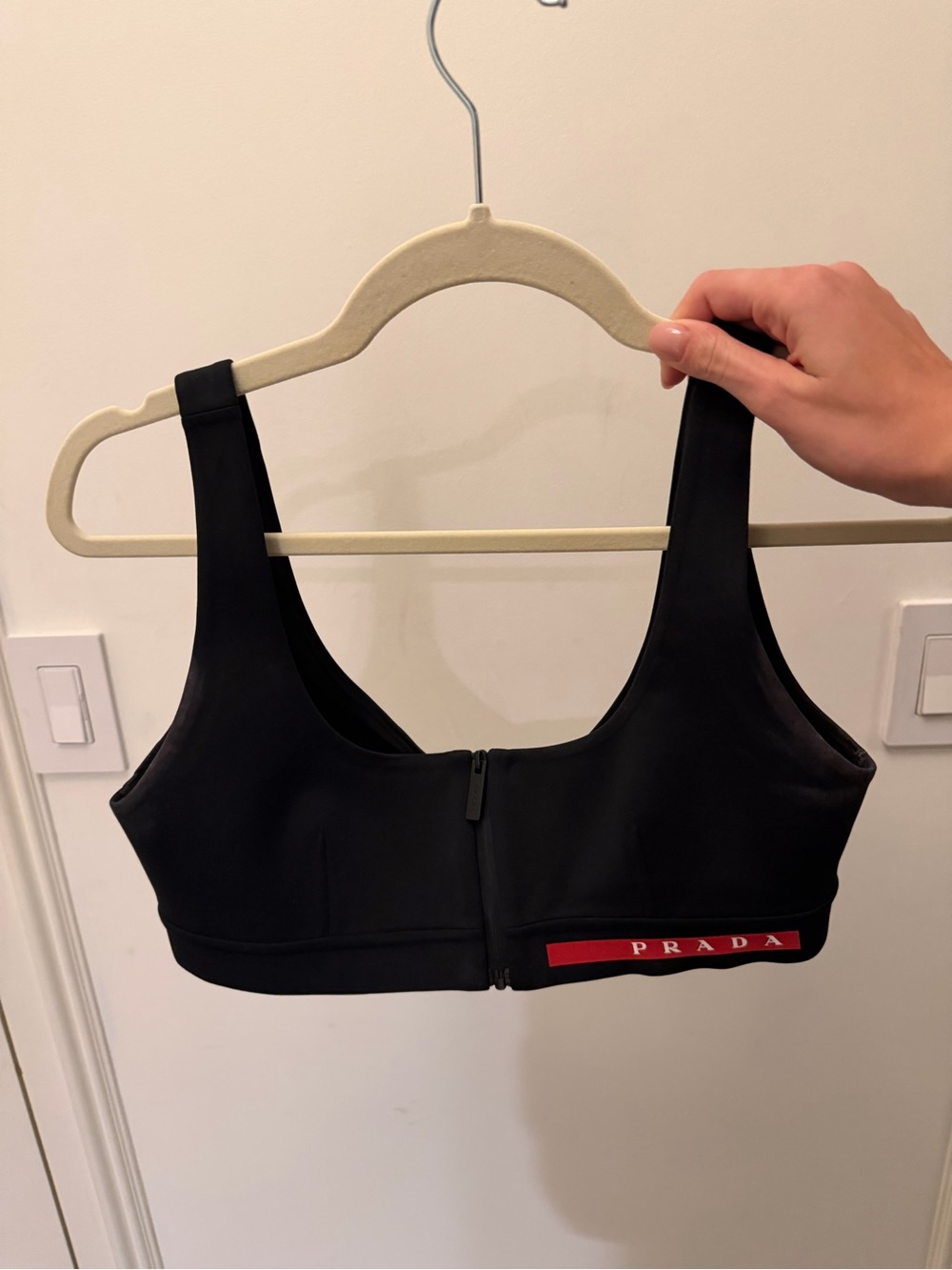Prada Black Front-Zip crop top